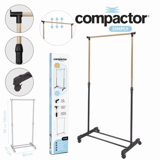 PERCHERO ACBADO BAMBÚ C/RUEDAS 80 x 43 x 90-160 cm