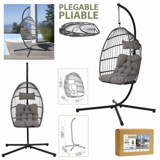 BALANCIN PLEGABLE 103 x 103 x 197 cm ANTRACITA