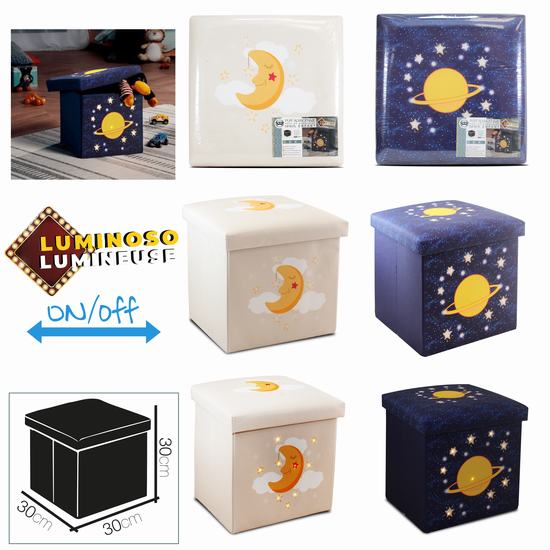 CUBO TELA OXFORD C/LED 30 x 30 x H 30 cm
