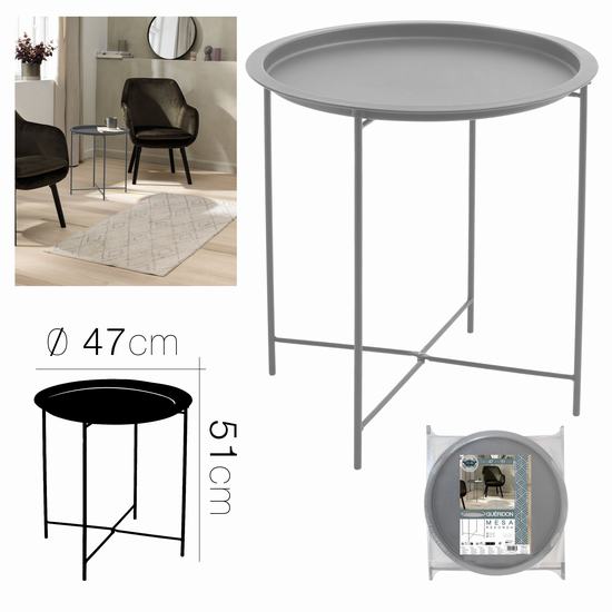 MESA DE METAL GRIS ANTRACITA Diam 47 x 51 cm