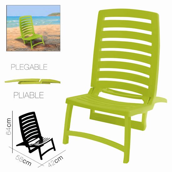 SILLA PLAYA PLEGABLE RIO VERDE LIMA 42 x 58 x 64cm