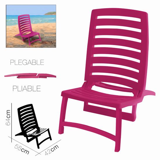 SILLA PLAYA PLEGABLE RIO FUCSIA 42 x 58 x 64cm