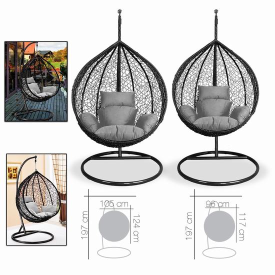 BALANCELLE ROTIN X2 G 124 x 105 x 74 cm - P 117 x 96 x 68 cm