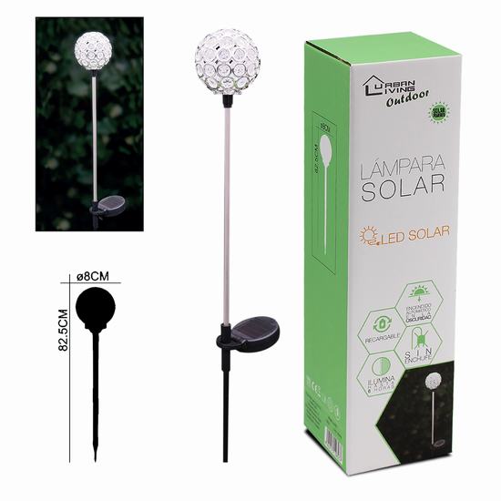 LAMPARA SOLAR BOLA Diametro 8 x H 82.5 cm