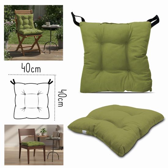 COJIN 4 PUNTOS SIENA 40 x 40 cm VERDE OLIVA CON VE