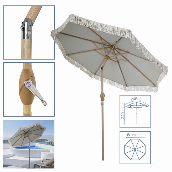 SOMBRILLA CON FLECOS Diam 230 cm