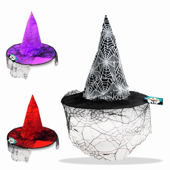 GORRO BRUJA TELARAÑA C/VELO 3 MODELOS 36 x 33 cm