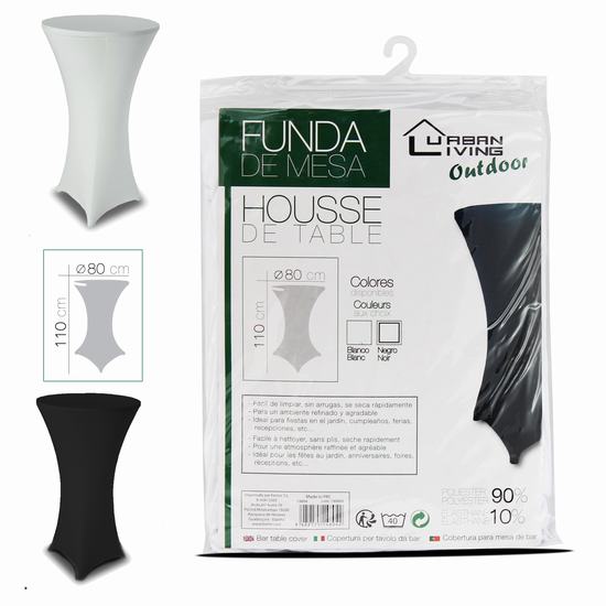 FUNDA MESA COCTEL BLANCO/NEGRO Diam 80 x H110cm