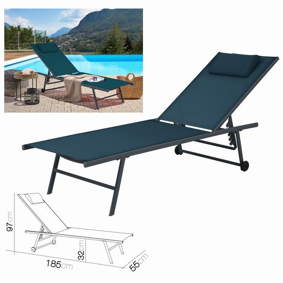 TUMBONA 5 POSIC. AZUL PETROLEO 185 x 55 x 32/97cm