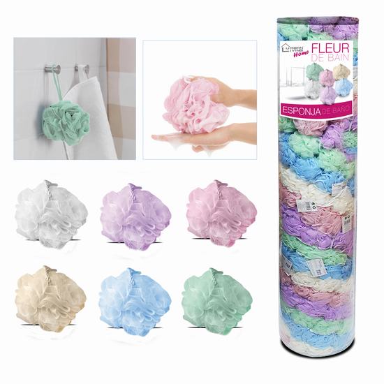 ESPONJA FLOR DE BAÑO SURT. EN DISPLAY Diam 14 cm