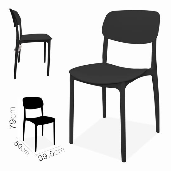 SILLA NEGRA DE PLASTICO 39.5 x 50 x 79 cm