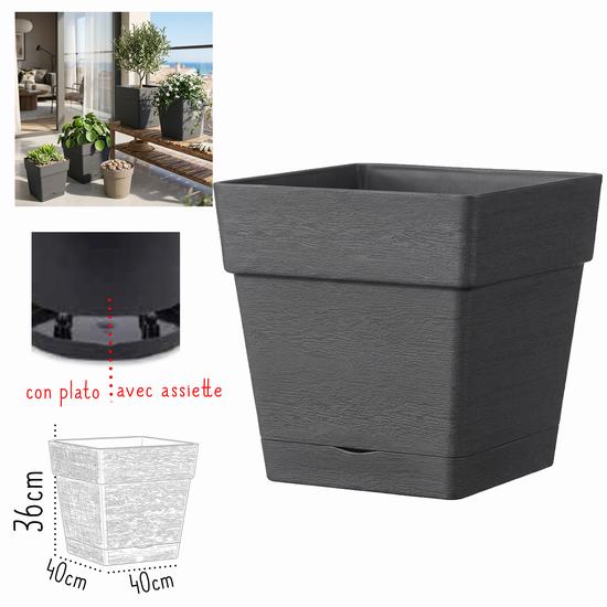 MACETERO GLAMOUR ANTRACITA CUADRADO 40 x 40 x H 36