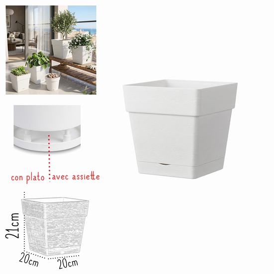 MACETERO GLAMOUR BLANCO CUADRADO 20 x 20 x H 21 cm