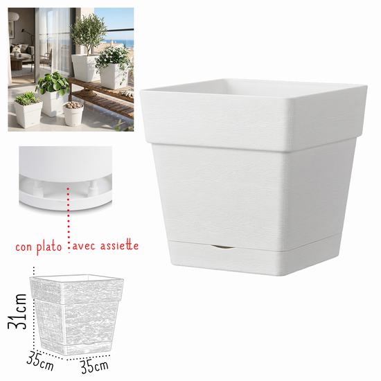 MACETERO GLAMOUR BLANCO CUADRADO 35 x 35 x H 31 cm