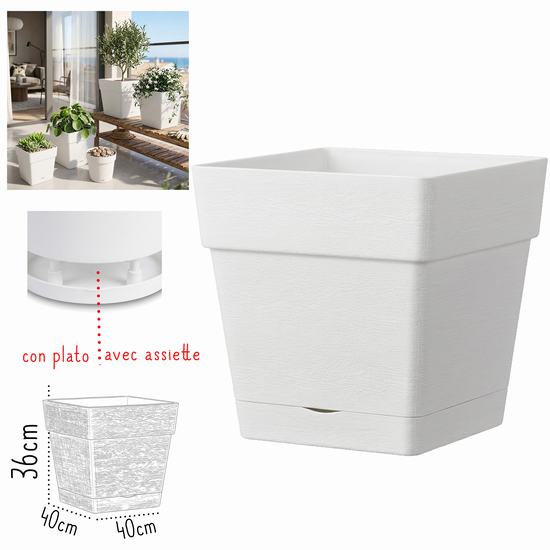 MACETERO GLAMOUR BLANCO CUADRADO 40 x 40 x H 36 cm