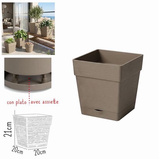MACETERO GLAMOUR MOCA CUADRADO 20 x 20 x H 21 cm -