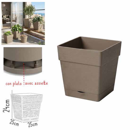MACETERO GLAMOUR MOCA CUADRADO 25 x 25 x H 24 cm -
