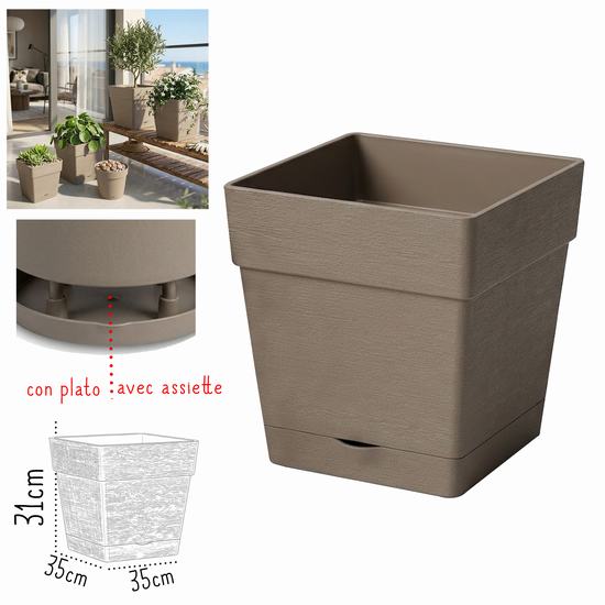 MACETERO GLAMOUR MOCA CUADRADO 35 x 35 x H 31 cm -