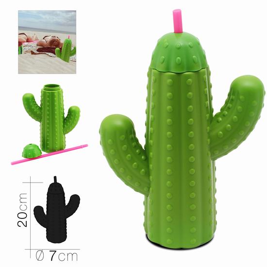 VASO C/TAPA CACTUS CON PAJITA Diam 7 x H 20 cm