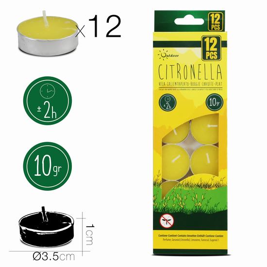 VELA CALIENTAPLATO CITRONELA X12 10 gr - 2 Horas