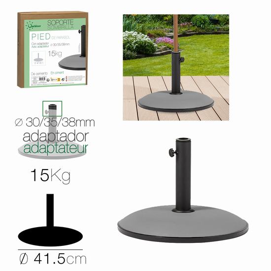 SOPORTE SOMBRILLA CEMENTO GRIS 15 kg Diam 41.5 cm