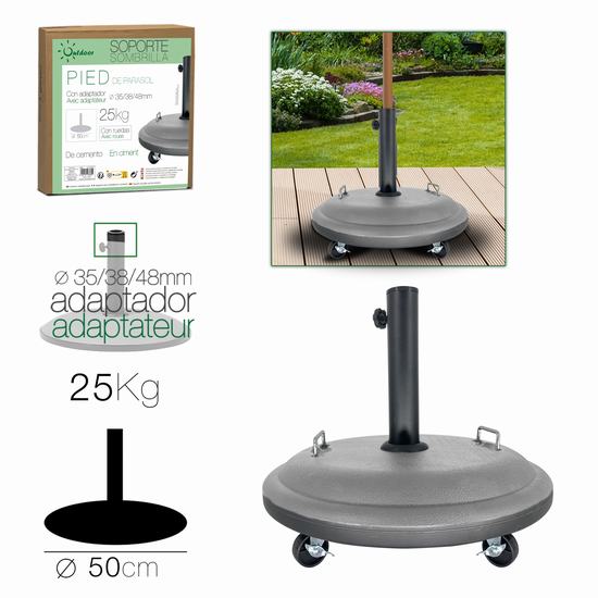 SOPORTE SOMBRILLA CEMENTO GRIS  25 kg C/RUEDAS