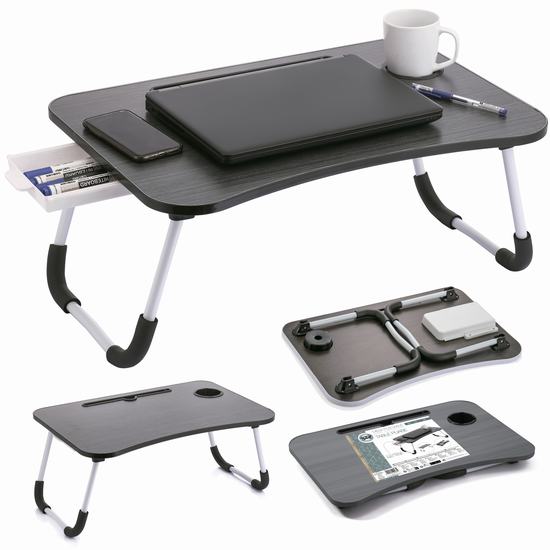 MESA ORDENADOR PLEG. NEGRA + BANDEJA 60x 40x 26cm