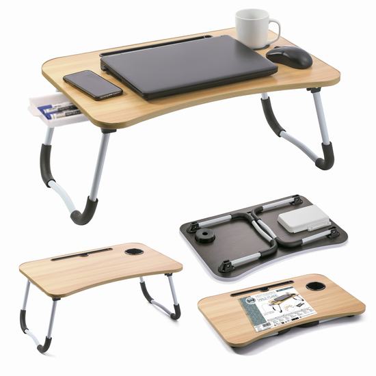 MESA ORDENADOR PLEG. MADERA + BANDEJA 60x 40x 26cm