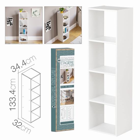ESTANTERIA 4 CUBOS 34.4 x 32 x 133.4 cm BLANCA