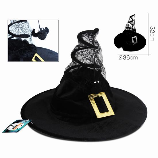 SOMBRERO BRUJA NEGRO 36 x 32 cm