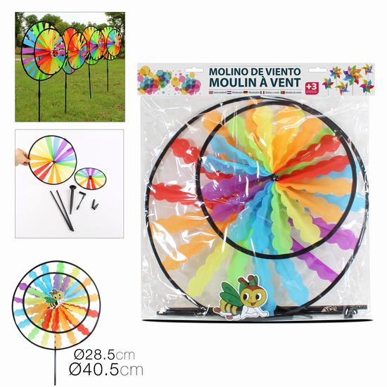 MOLINO DE VIENTO ARCOIRIS x2 Diam 40.5 y 28.5 cm
