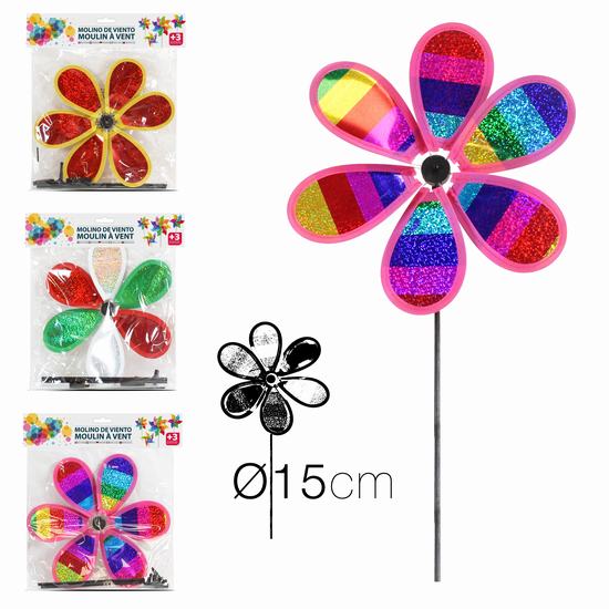 MOULIN A VENT FLEURS Diam 15 cm