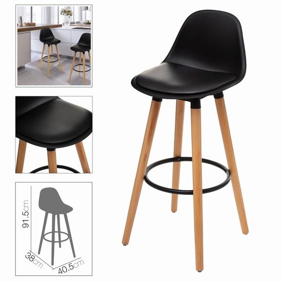 TABURETE BAR NEGRO C/RESPALDO 40.5 x 38 x 91 cm