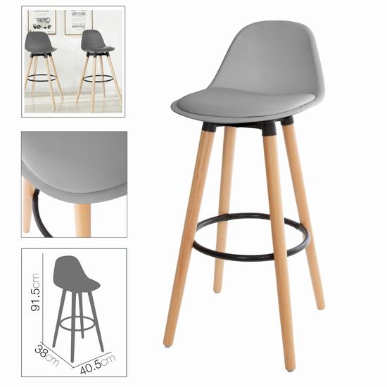 TABURETE BAR GRIS C/RESPALDO 40.5 x 38 x 91 cm