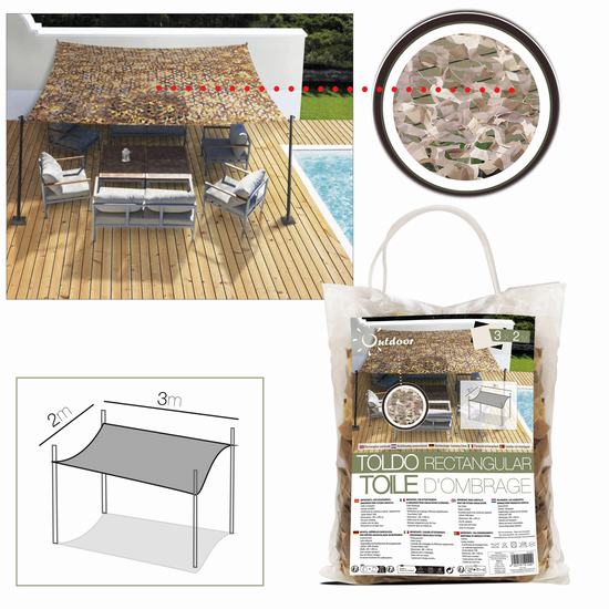 TOLDO RECTANGULAR CAMUFLAJE + BOLSA 2 x 3 m