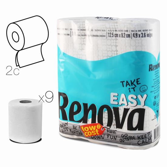 PAPEL HIGIENICO RENOVA X 9 ROLLOS BLANCO