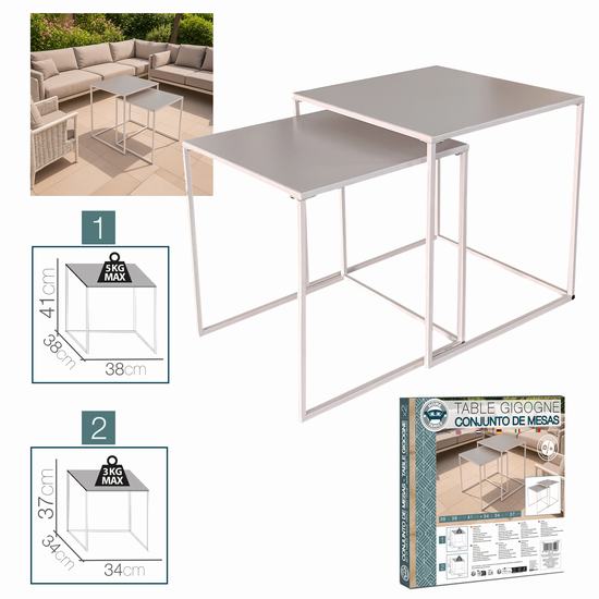 MESA AUXILIAR METAL CREMA X2 38 x 38 x 41 cm / 34