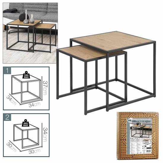 MESA AUXILIAR X2 34 x 34 x 37 cm / 30 x 30 x 34 cm