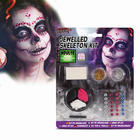 KIT MAQUILLAJE ESQUELETO C/BRILLANTES